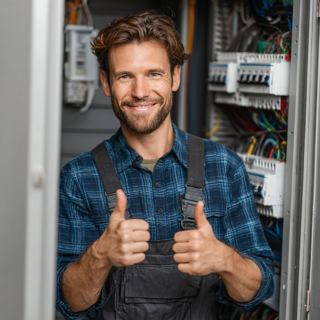 Trainyourfocus.de Photo Of A Happy Electrican. He Is Making An 2fc858e6 11d4 4090 Ac4f F8298723c2b4